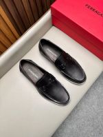 Ferragamo Black calfskin Leather Shoes-Ferragamo Man Business Leather Shoes